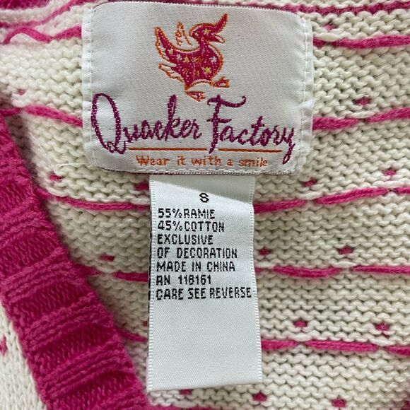 Vintage Quacker Factory Button Front Sweater Vest Novelty Mitten Knit Pink S - Picture 10 of 11